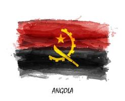 Realistic watercolor painting flag of Angola . Vector .