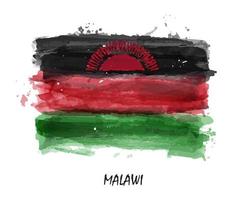 Realistic watercolor painting flag of Malawi . Vector .