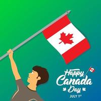 feliz día de canadá vector libre con ilustraciones de diseño de bandera canadiense ondeando