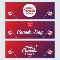 conjunto de banners vectoriales gratuitos para las celebraciones del día de canadá con banderas y elementos decorativos vector