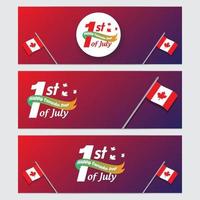 conjunto de banners vectoriales para las celebraciones del día de Canadá con banderas y elementos decorativos. tema del primero de julio. vector