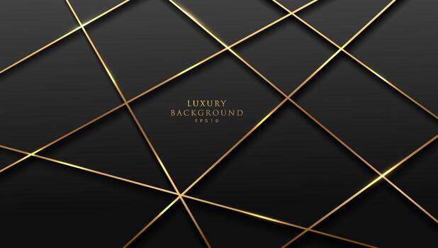 Abstract perspective golden lines pattern on black background. Luxury and elegant style. You can use for cover, poster, web, flyer, Landing page, Print ad. Vector illustration