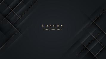 Abstract luxurious black background with golden line. Elegant modern background with copy space. You can use for cover brochure template, poster, banner web, print ad, etc. Vector illustration