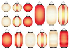 Paper Lanterns Vector Illustration Set Isolated On A White Background