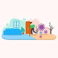 Stay safe in home illustration concept vector