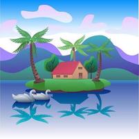 Natural illustration  house in nature illustration concept vector