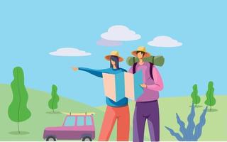 Couple traveling illustration concept vector