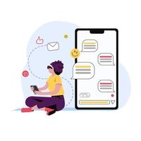 Girl chatting on the mobile illustration concept vector