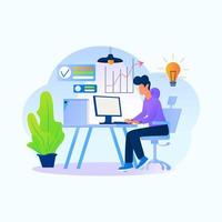 Designer working on web project work illustration concept vector