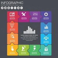 plantilla de diseño infográfico y concepto de negocio con 12 opciones, piezas, pasos o procesos. se puede utilizar para diseño de flujo de trabajo, diagrama, opciones numéricas, diseño web. vector