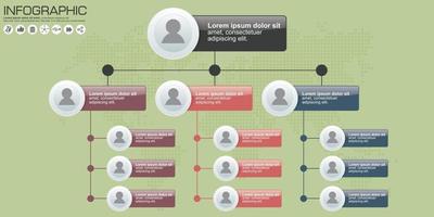 Corporate organization chart with people icons. Vector illustration.