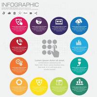 Infographic design template and business concept with 12 options, parts, steps or processes. Can be used for workflow layout, diagram, number options, web design. vector