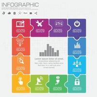 plantilla de diseño infográfico y concepto de negocio con 12 opciones, piezas, pasos o procesos. se puede utilizar para diseño de flujo de trabajo, diagrama, opciones numéricas, diseño web. vector