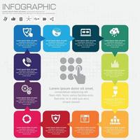 plantilla de diseño infográfico y concepto de negocio con 12 opciones, piezas, pasos o procesos. se puede utilizar para diseño de flujo de trabajo, diagrama, opciones numéricas, diseño web. vector