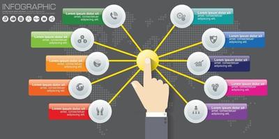 Infografía de ilustración digital 3d abstracto. La ilustración vectorial se puede utilizar para el diseño de flujo de trabajo, diagrama, opciones numéricas, diseño web. vector