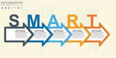 Timeline and arrow vector infographic. World map Background