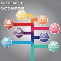 infografías de la línea de tiempo del árbol de negocios. ilustración vectorial. se puede utilizar para diseño de flujo de trabajo, banner, diagrama, plantilla de diseño web. vector