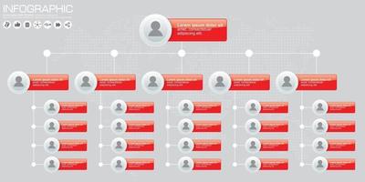 Corporate organization chart with people icons. Vector illustration.