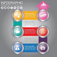 plantilla de diseño infográfico y concepto de negocio con 6 opciones, piezas, pasos o procesos. se puede utilizar para diseño de flujo de trabajo, diagrama, opciones numéricas, diseño web. vector