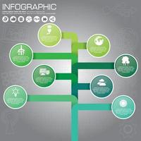 infografías de la línea de tiempo del árbol de negocios. ilustración vectorial. se puede utilizar para diseño de flujo de trabajo, banner, diagrama, plantilla de diseño web. vector