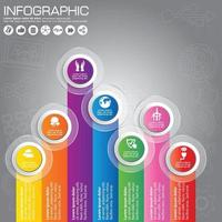 plantilla de diseño infográfico y concepto de negocio con 6 opciones, piezas, pasos o procesos. se puede utilizar para diseño de flujo de trabajo, diagrama, opciones numéricas, diseño web. vector