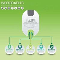 gráfico de información de círculo de negocios, diagrama, presentación de cinco pasos vector