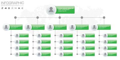 Corporate organization chart with people icons. Vector illustration.