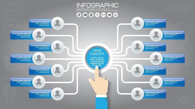 Part of the report with logo and icons set. Business concept with five options. Vector infographic of technology or education process. Web Template of a pyramidal chart, diagram or presentation.