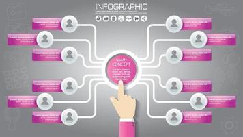 Part of the report with logo and icons set. Business concept with five options. Vector infographic of technology or education process. Web Template of a pyramidal chart, diagram or presentation.