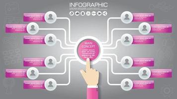 parte del informe con el logotipo y los iconos establecidos. concepto de negocio con cinco opciones. infografía vectorial de tecnología o proceso educativo. plantilla web de un diagrama, diagrama o presentación piramidal. vector