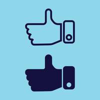 Social Media Blue Outline and Fill Like Hand Icon vector