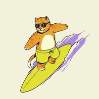 Cool surfing cat illustration vector