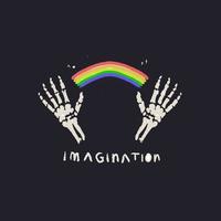 Skeleton hand with rainbow, imagination concept