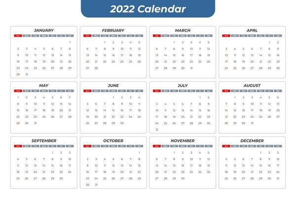 colorido calendario 2022 2774859 Vector en Vecteezy