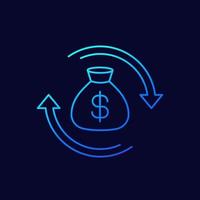 reinvest money line vector icon