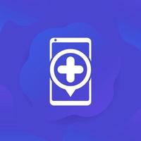 Telemedicine, online consultation, medical app icon vector