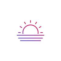 Sunset icon, line vector