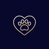 paw and heart, vet, veterinary clinic vector line icon