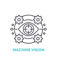 Machine vision icon, visual recognition line vector