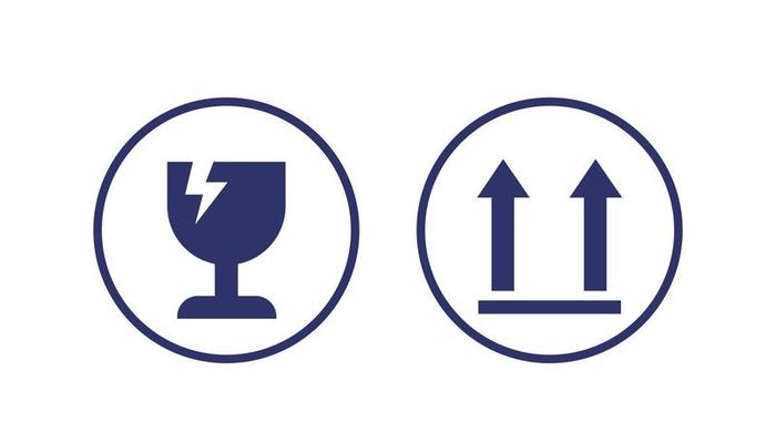 fragile symbols, vector icons on white