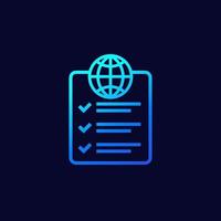 checklist icon with globe on dark vector