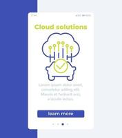 cloud solutions for transport banner with line icon vector