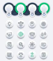 startup, idea, e-commerce, business infographics with line icons vector