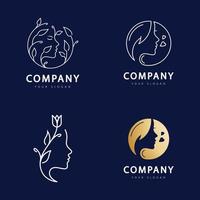 logotipo de mujer de belleza para su salón de negocios, cuidado de la piel y spa vector