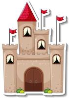 Sticker template with Big castle in cartoon style isolated vector