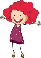 A girl cartoon character in doodle style isolated vector