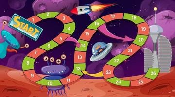 Snake and ladders game template with space theme vector