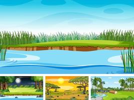 Four different scene of nature park and forest vector