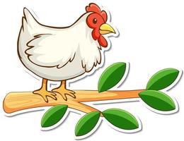 Chicken standing on a branch sticker vector