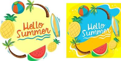 hola plantilla de banner de verano vector